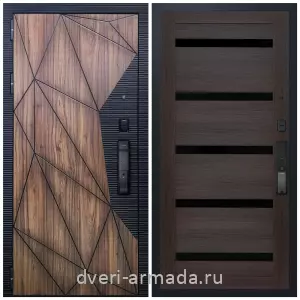 Входные металлические двери в Московской области, Умная входная смарт-дверь Армада Ламбо МДФ 10 мм Kaadas K9 / МДФ 16 мм СБ-14 Эковенге стекло черное