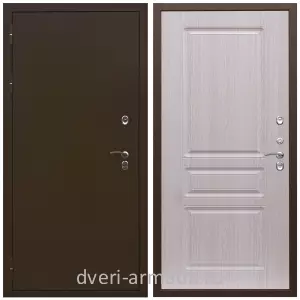 Уличные, Дверь входная в деревянный дом Армада Термо Молоток коричневый/ МДФ 16 мм ФЛ-243 Дуб белёный с панелями МДФ