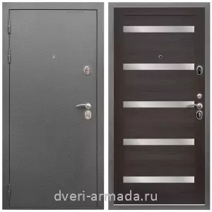 Красивые входные двери, Дверь входная Армада Оптима Антик серебро / МДФ 16 мм СБ-14 Эковенге стекло белое