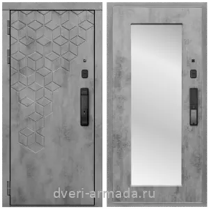 МДФ со стеклянными вставками, Дверь входная Армада МДФ 16 мм Квадро Kaadas K9 /  МДФ 16 мм ФЛЗ-пастораль, Бетон темный
