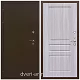Для коттеджа, Дверь входная стальная уличная для загородного дома Армада Термо Молоток коричневый/ ФЛ-243 Сандал белый