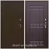 Уличные двери для коттеджа, Дверь входная стальная уличная в квартиру Армада Термо Молоток коричневый/ ФЛ-242 Эковенге с панелями МДФ трехконтурная