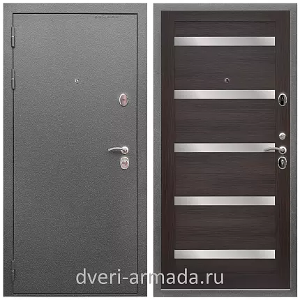 Дверь входная Армада Оптима Антик серебро / МДФ 16 мм СБ-14 Эковенге стекло белое