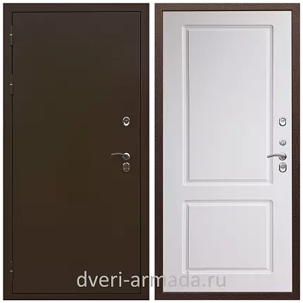 Дверь входная уличная в дом Армада Термо Молоток коричневый/ МДФ 16 мм ФЛ-117 Белый матовый